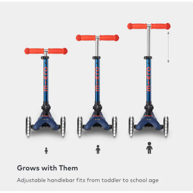 Micro Mini Deluxe Foldable LED Scooter - Aqua (Age 1-5) - 12