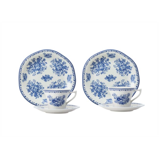 Luzerne Lancaster Garden Hi-Tea Set - Pink - 2 - Blue and white floral pattern tea set, elegant china set, classic china