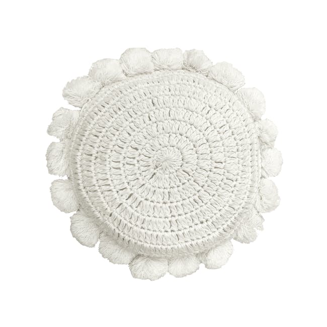 Tessa Round Knitted Cushion - Cream - 0