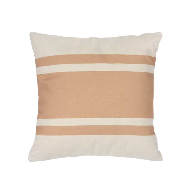 Bold Stripe Linen Cushion - Beige - 0