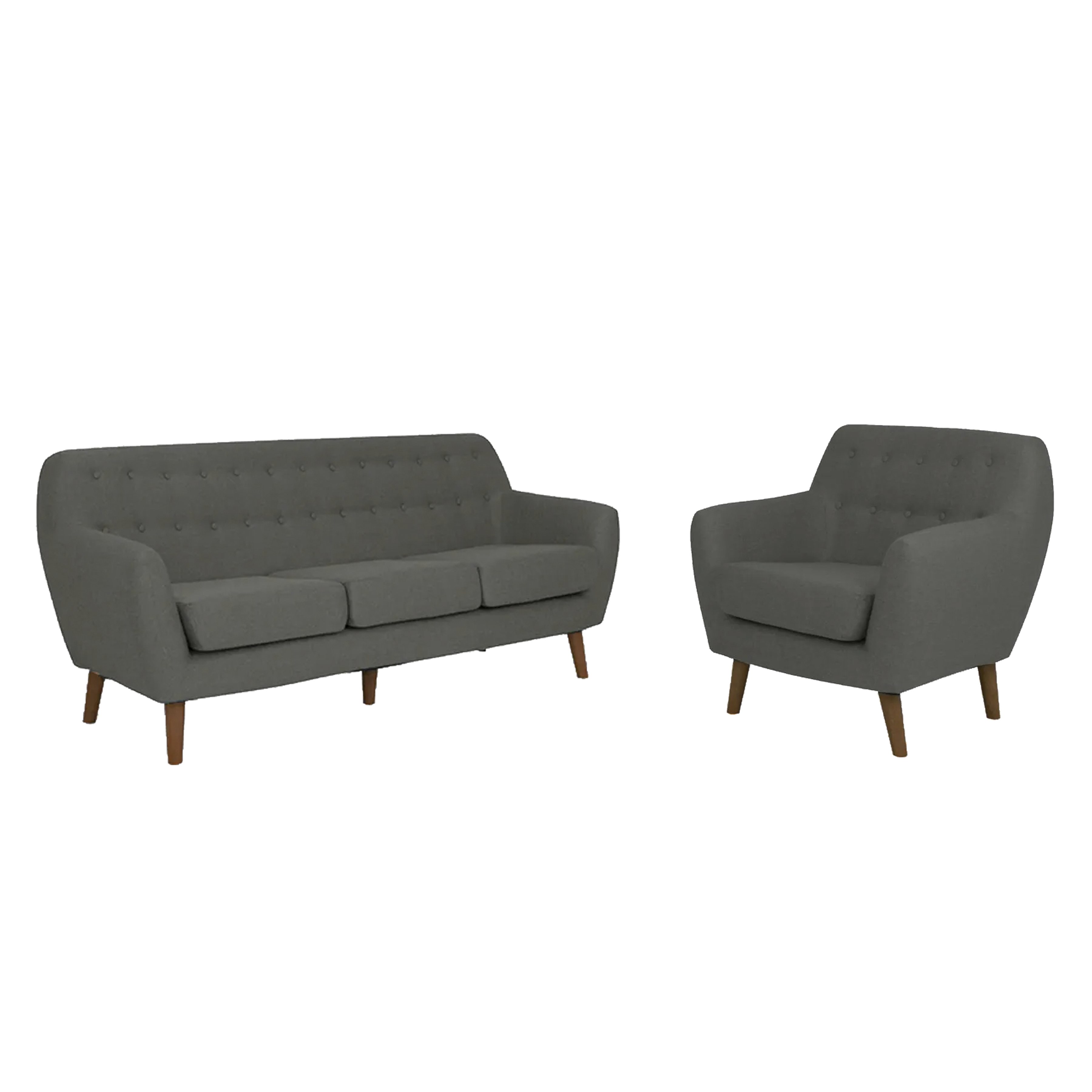 Emma 3 Seater Sofa with Emma Armchair - Raven