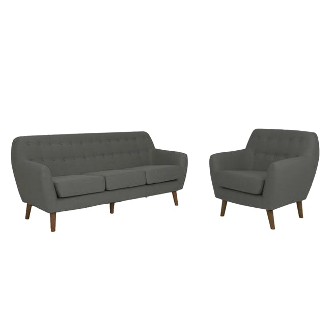 Emma 3 Seater Sofa with Emma Armchair - Raven - 0