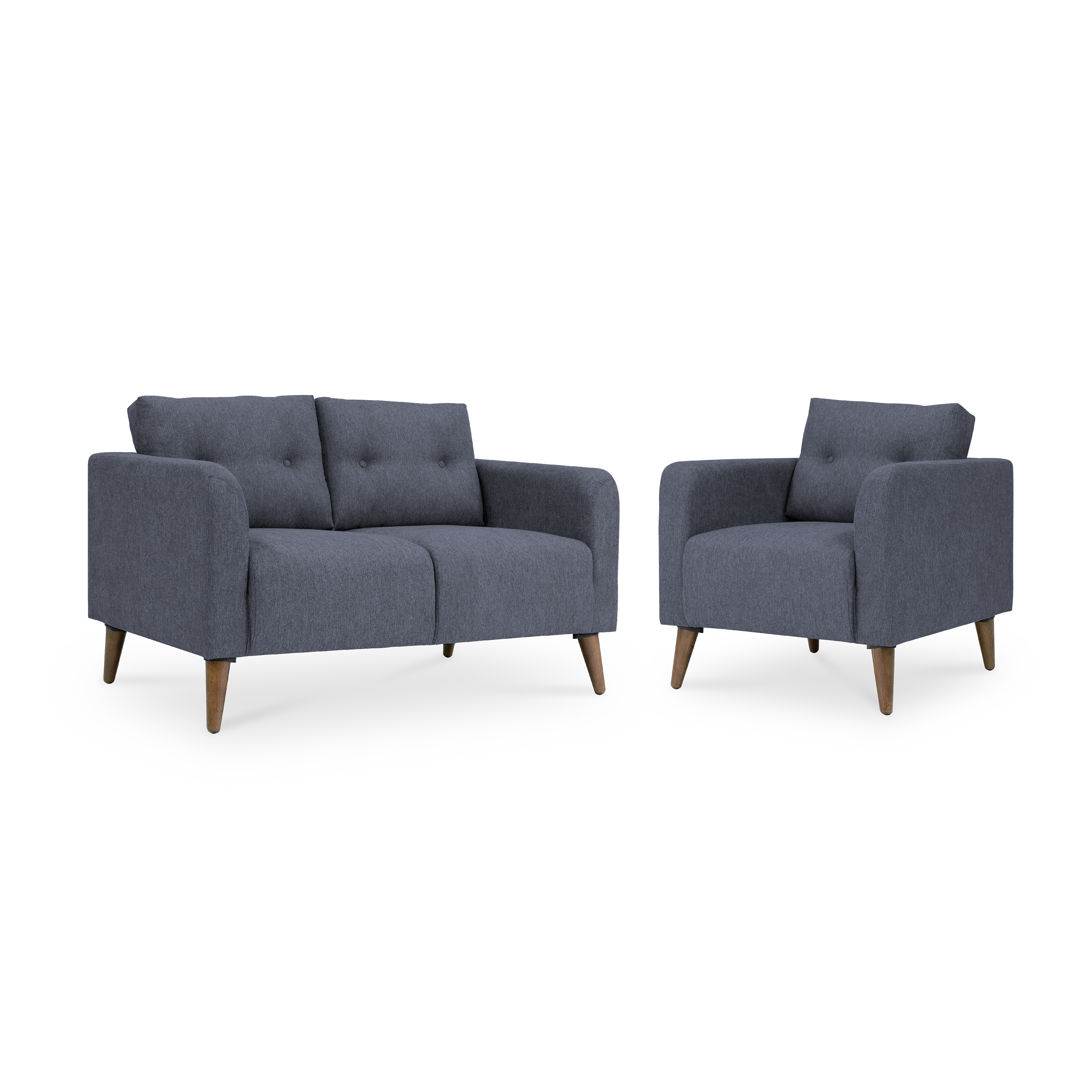 Bennett 2 Seater Sofa with Bennett Armchair - Midnight - Image 1