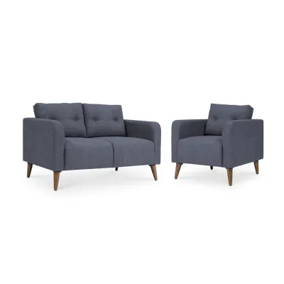 Bennett 2 Seater Sofa with Bennett Armchair - Midnight - Image 1