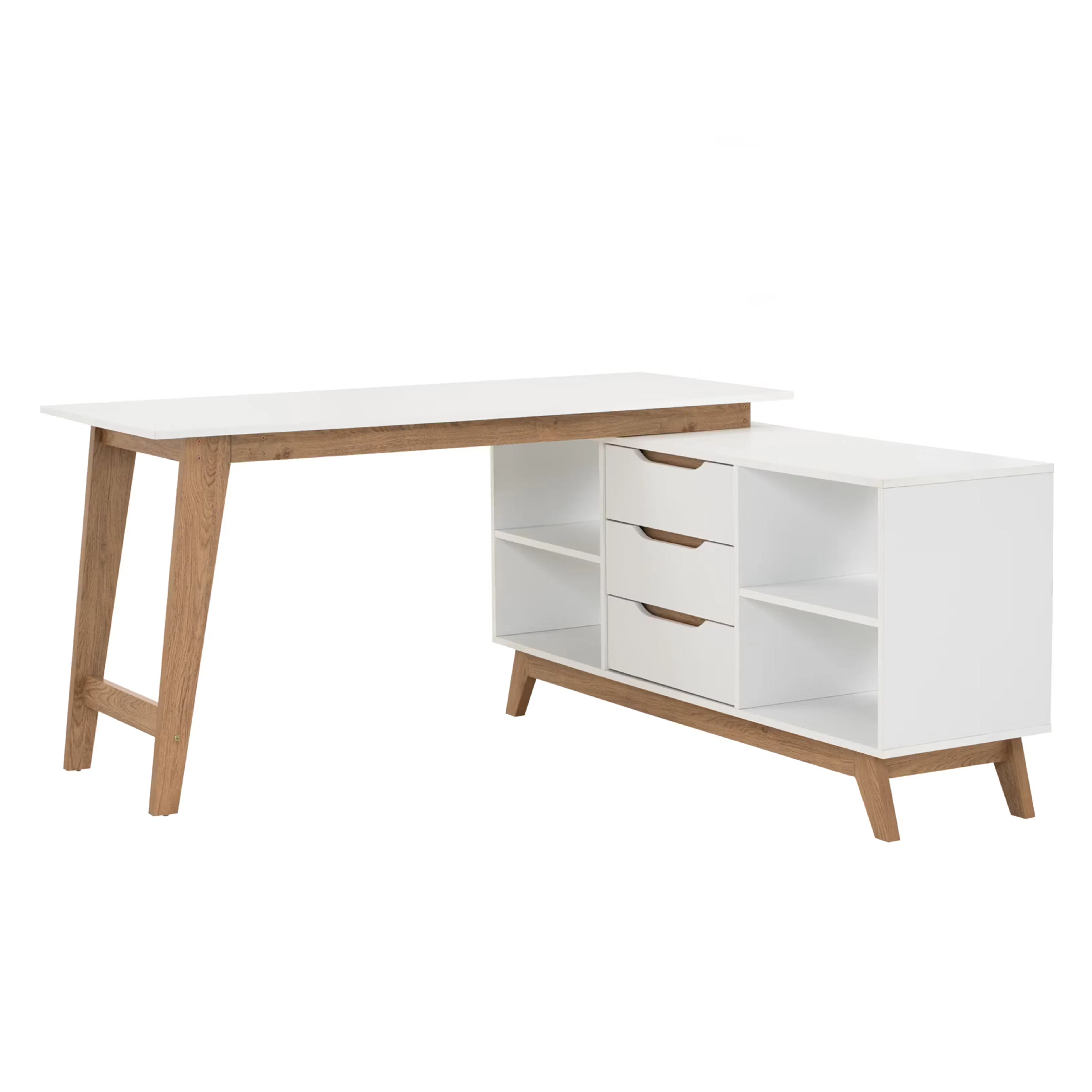 (As-is) Miah Study Table 1.4m - Natural, White - 2