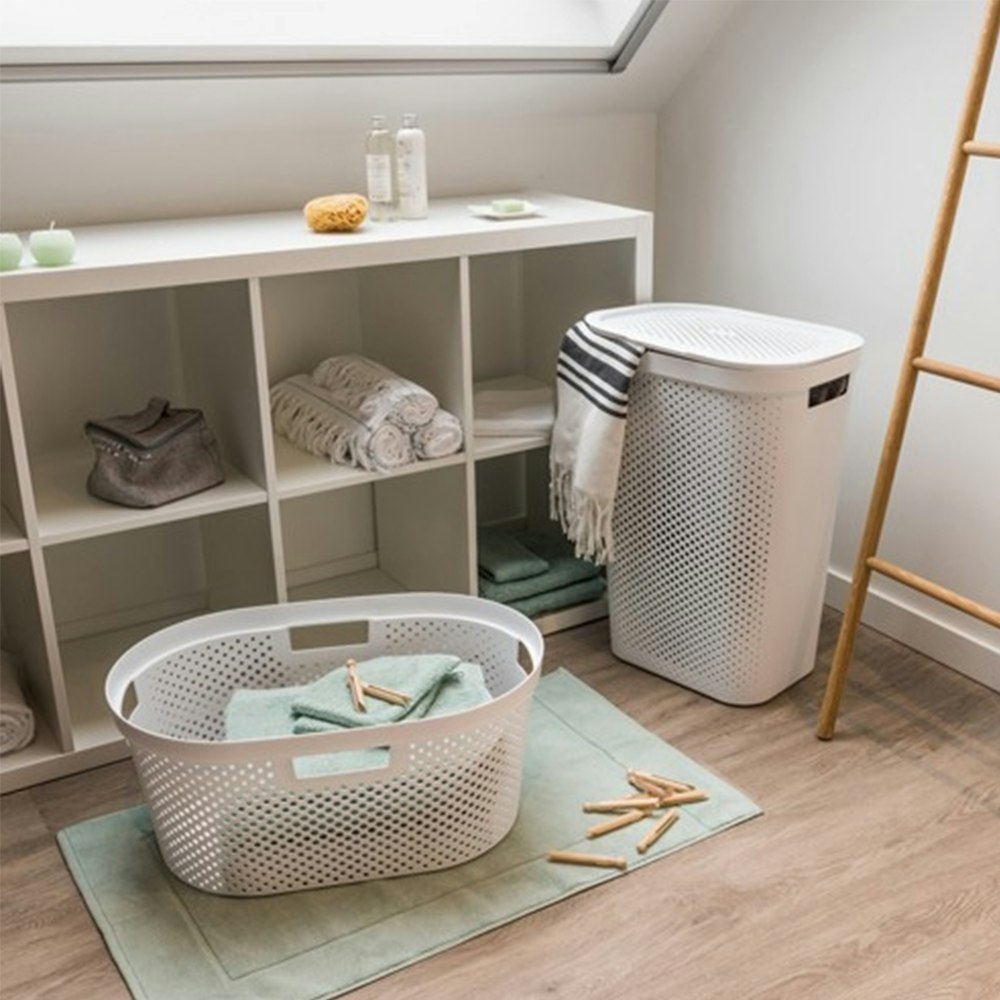 Infinity Laundry Hamper Dots with Lid Grey, Curver HipVan