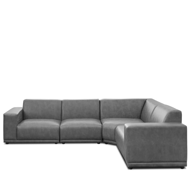 Milan 4 Seater Corner Sofa - Lead Grey (Faux Leather) - 1