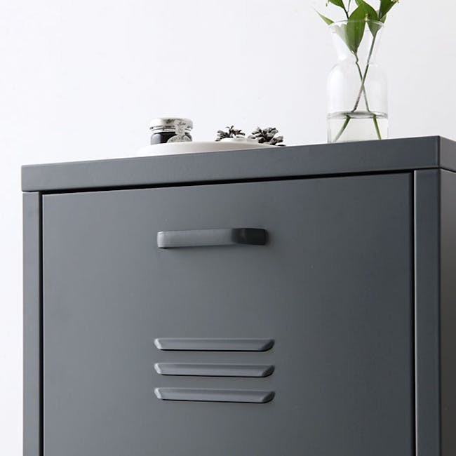 Olavi 3 Tier Metal Cabinet - Dark Grey - 10