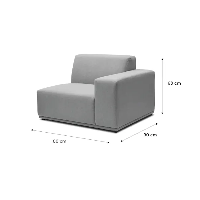 Milan Right Arm Unit - Caramel Tan (Faux Leather) - 8 - Modern gray sofa, 68 cm height, 90 cm width, 100 cm depth, fabric