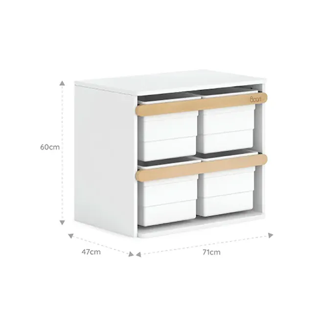 Tidy Toy Cabinet - Barley White & Almond - 5 - White storage drawer unit, 60 cm height, 47 cm width, 71 cm depth, 3 drawers
