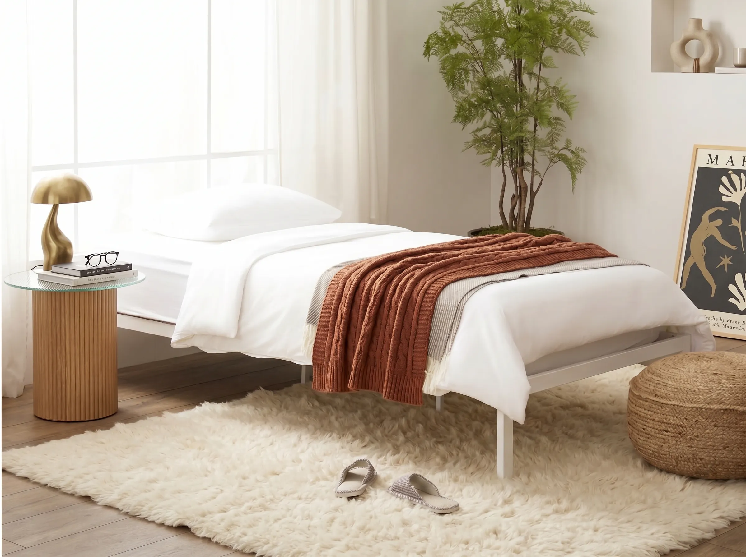(As-is) Yves Super Single Metal Divan Bed - White - 2 - 9