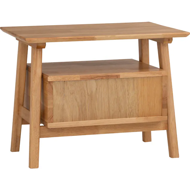 Keva Bedside Table - Natural - 5 - Wooden table with simple design, light brown finish, sturdy legs, rectangular top, square