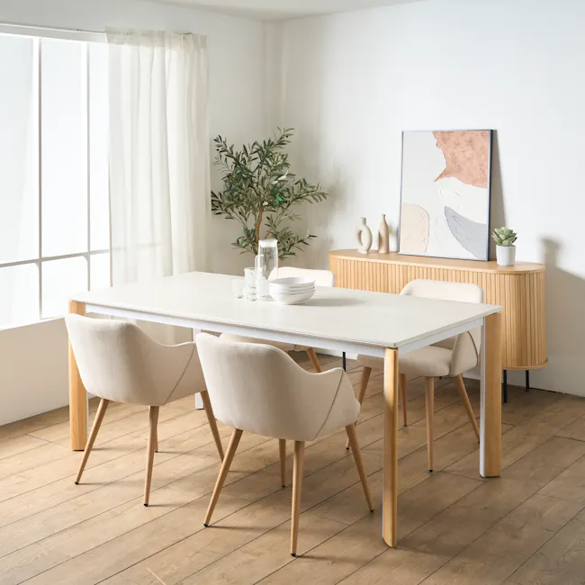 (As-is) Nelson Dining Table 2m - Travertine (Sintered Stone) - 6