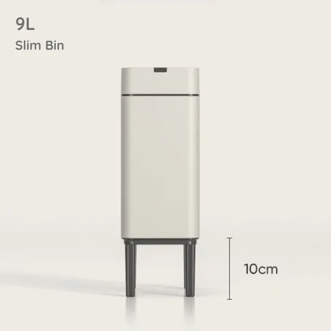 Yubin Lumi Stainless Steel Narrow Slim Bin 9L - Silver - 10