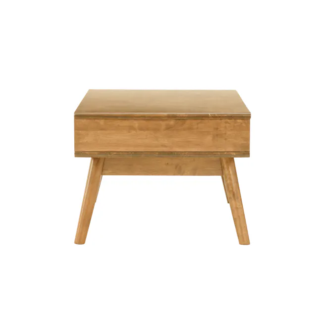 Lamar Twin Drawer Coffee Table - Oak - 5 - Wooden side table, minimalist design, natural wood finish, rectangular shape