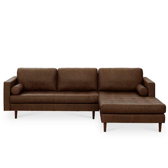 Nolan L-Shaped Sofa - Mocha Brown (Premium Aniline Leather) - 0