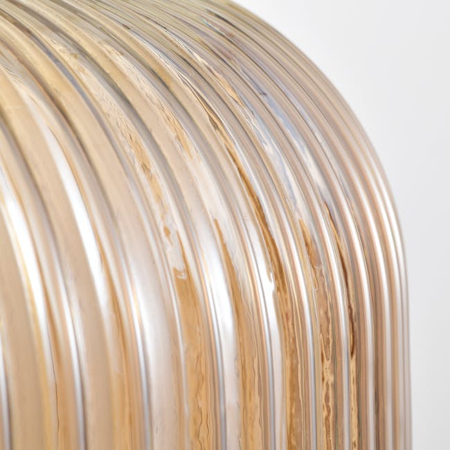 Wilma Ripple Pendant Lamp - Amber - 4 - Golden metallic corrugated surface, smooth and shiny, reflective, curving lines