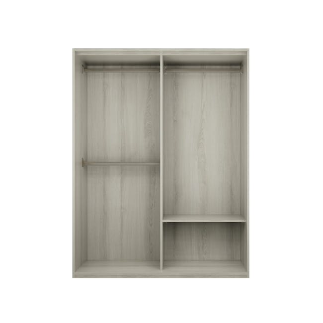 Lorren Sliding Door Wardrobe 1 with Glass Panel - Matte White, White Oak - 1