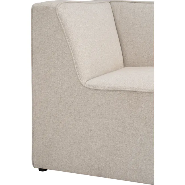 Tony 2 Seater Extended Storage Sofa - 12 - Cream upholstered sofa, beige fabric texture, cushioned armrest, minimalist