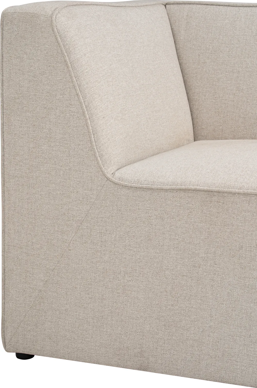 Tony 3 Seater Extended Storage Sofa - 13 - Cream upholstered sofa, beige fabric texture, cushioned armrest, minimalist