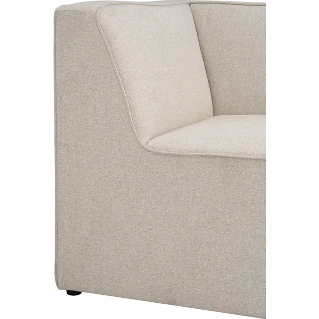 Tony Corner Unit - White - 10 - Cream upholstered sofa, beige fabric texture, cushioned armrest, minimalist design, soft