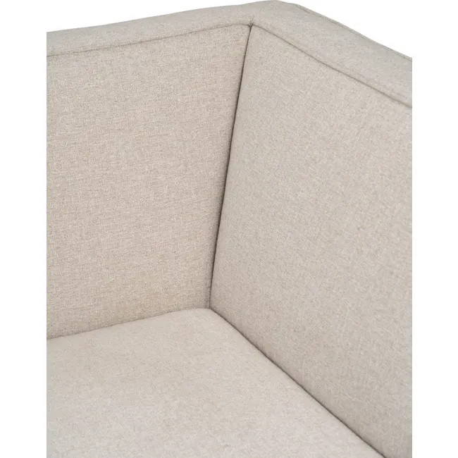 Tony Corner Unit - White - 16 - Beige textured fabric sofa, minimalist design, clean lines, comfortable seating, soft