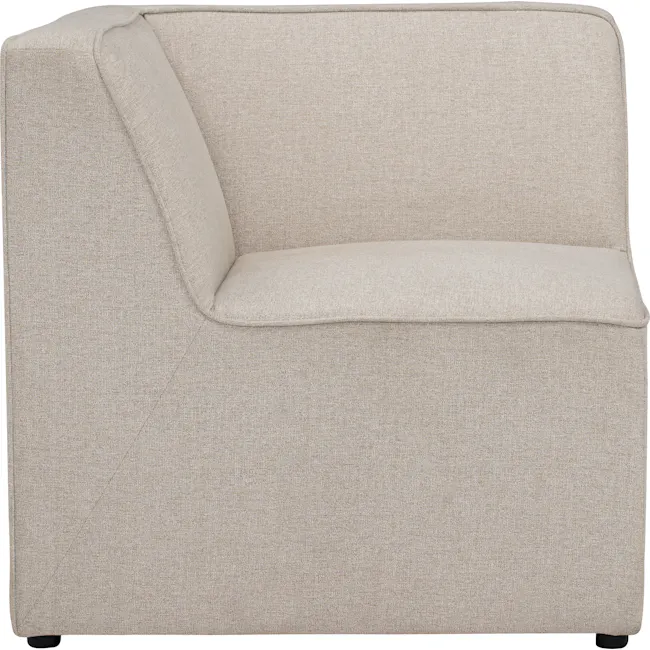 Tony Corner Unit - White - 4 - Beige upholstered armchair, textured fabric, modern design, minimalist style, comfortable