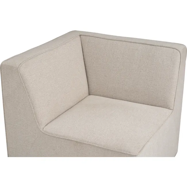 Tony Corner Unit - White - 14 - Beige upholstered armchair, modern design, textured fabric, comfortable seating, minimalist