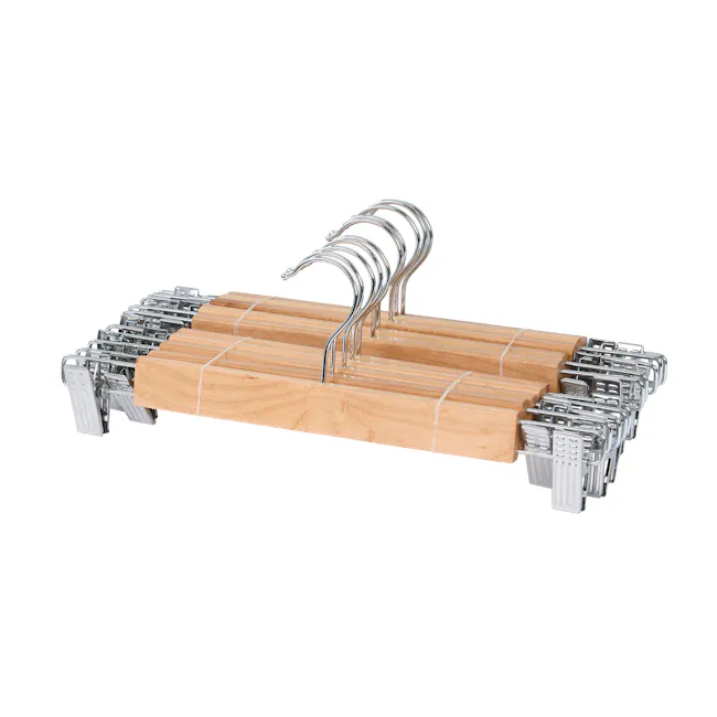 Wooden Clip Hanger - Natural (Set of 10) - 1 - Metallic, curved, step ladder, wooden steps, modern design, ergonomic, safety