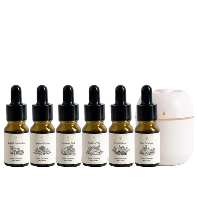 Pristine Aroma Concentrate 10ml - 6 Hotel Series Bundle Pack (+ Free Humidifier) - 1 - English Country Inn, Japanese Ryokan
