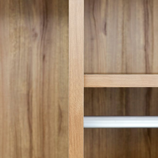 Mirans 2 Door Wardrobe - Oak - 14 - Wooden texture, vertical slat, shelf, wooden panel, natural wood, wood grain, wood