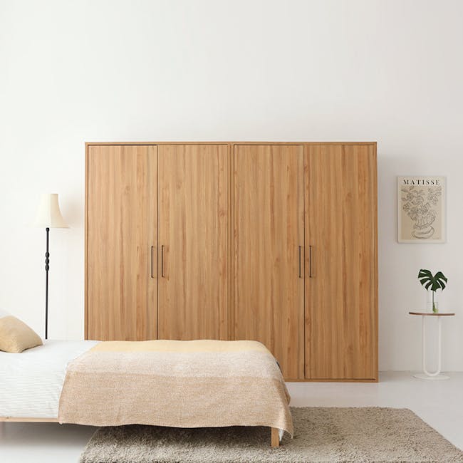 Mirans 2 Door Wardrobe - Oak - 19 - Wooden wardrobe, minimalist design, light wood finish, tall cabinet, two doors, vertical