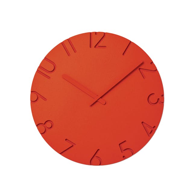 Carved Coloured Clock - Orange - 2 Sizes - 0