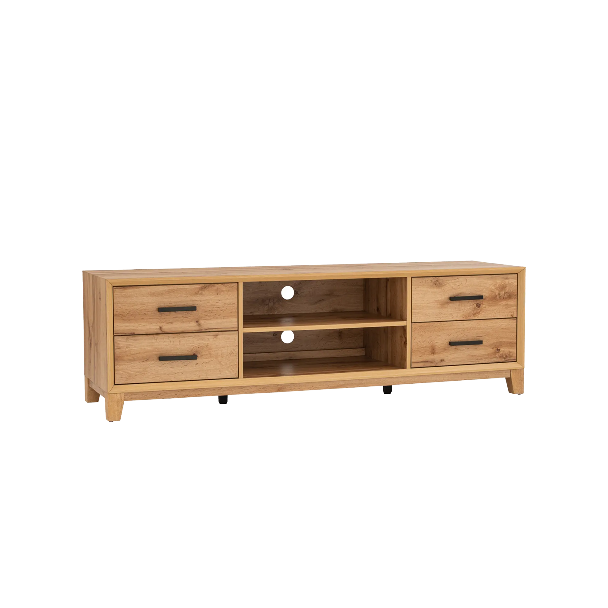 Oregon TV Console 1.65m - 11 - Wooden sideboard, light wood finish, minimalist design, open shelving, two-tone wood, natural
