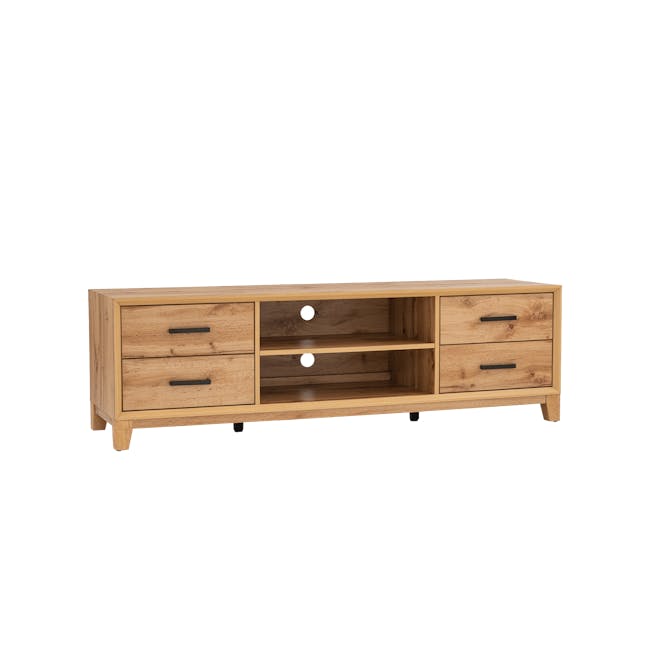 Oregon TV Console 1.65m - 11 - Wooden sideboard, light wood finish, minimalist design, open shelving, two-tone wood, natural