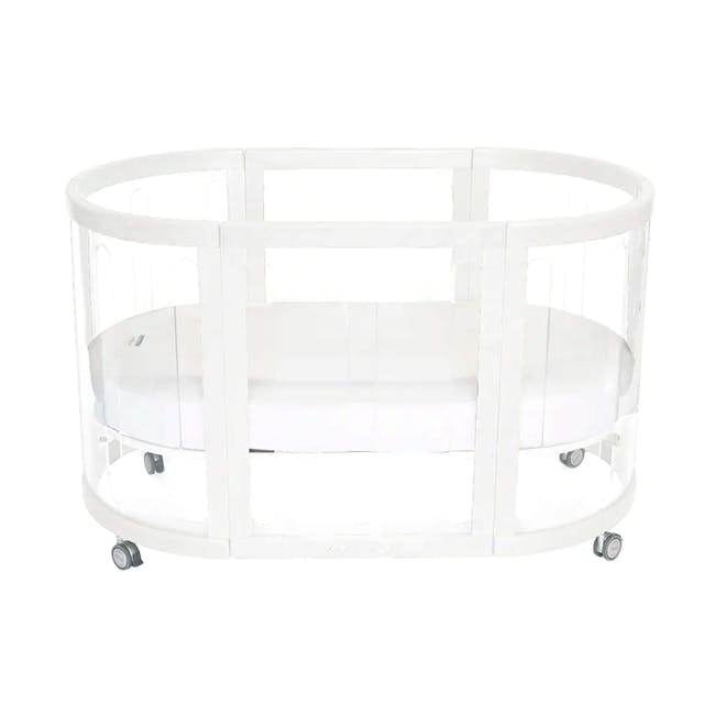 Babyhood Kaylula Sova Clear Cot 5 in 1 with Mattress - White - 0