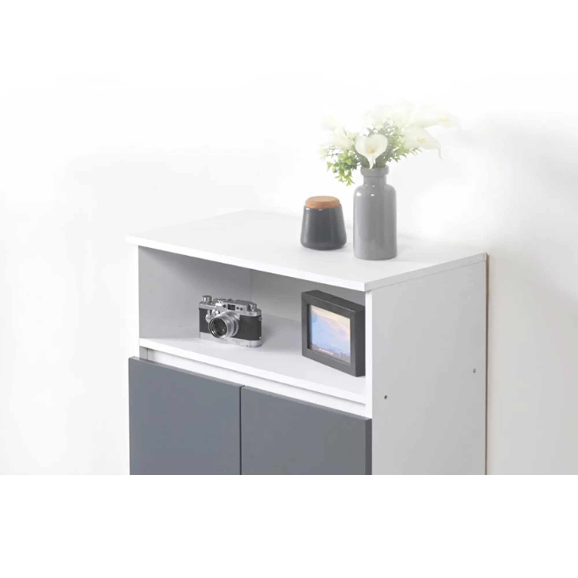 (As-is) Muse Tall Cabinet 0.6m - White Grey - 1 - 7