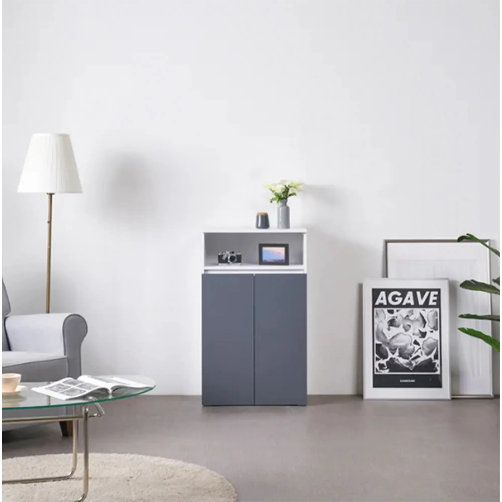 (As-is) Muse Tall Cabinet 0.6m - White Grey - 1 - 12