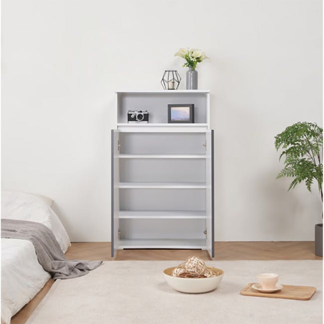 (As-is) Muse Tall Cabinet 0.6m - White Grey - 9