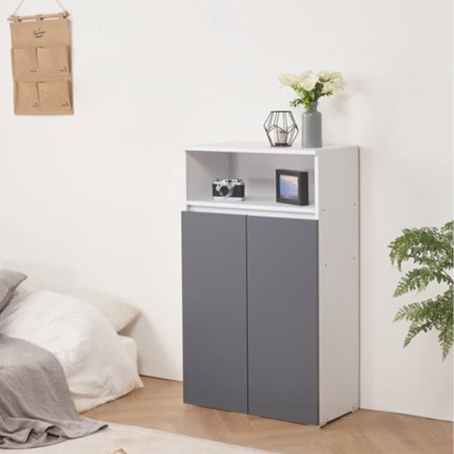 (As-is) Muse Tall Cabinet 0.6m - White Grey - 11