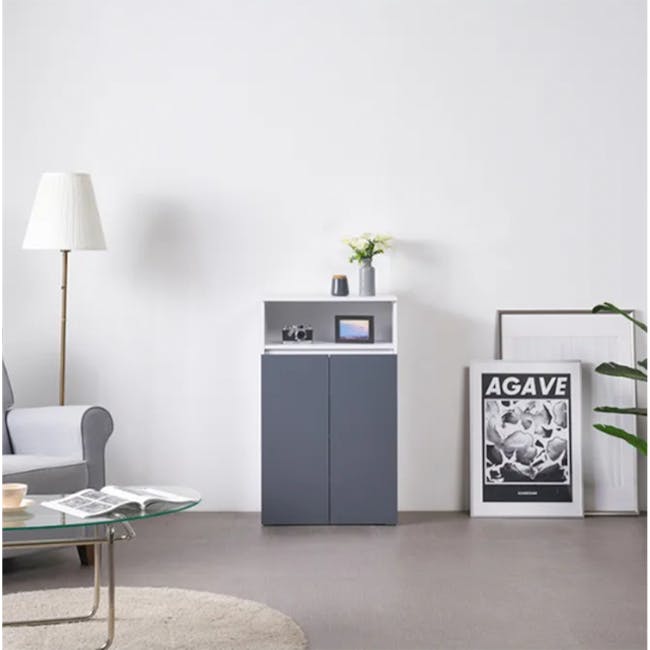 (As-is) Muse Tall Cabinet 0.6m - White Grey - 14