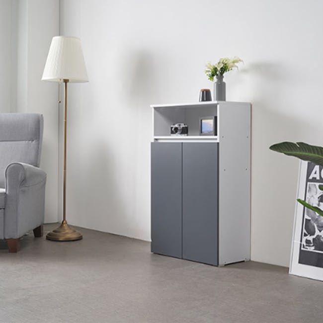 (As-is) Muse Tall Cabinet 0.6m - White Grey - 15