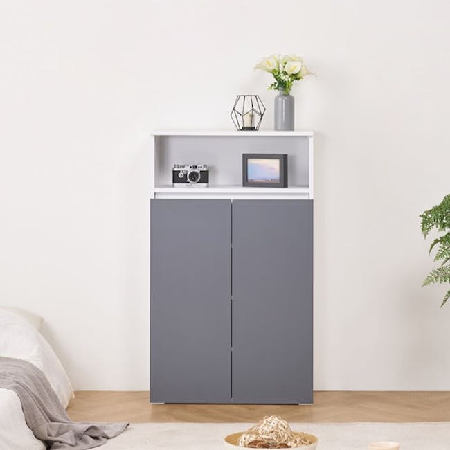 (As-is) Muse Tall Cabinet 0.6m - White Grey - 16