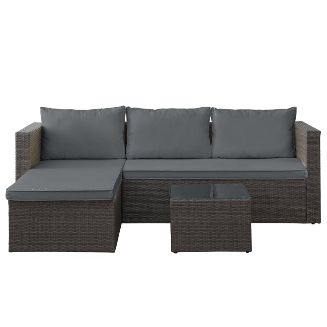 Brooklyn L-Shaped Outdoor Sofa Set - Grey - 0
