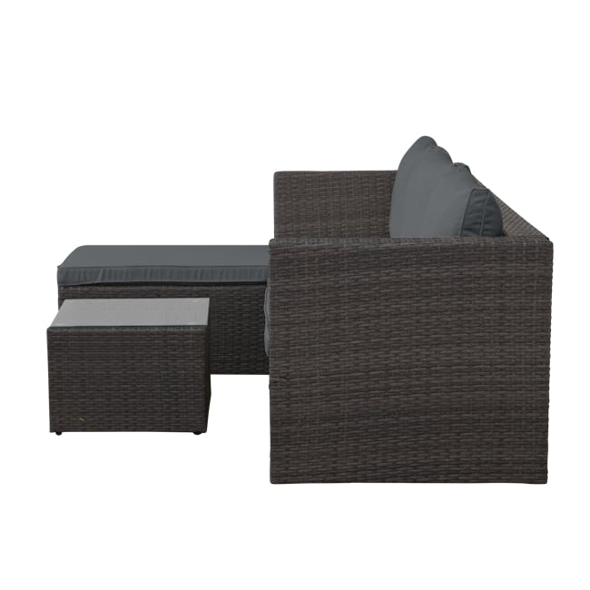 Brooklyn L-Shaped Outdoor Sofa Set - Grey - 3