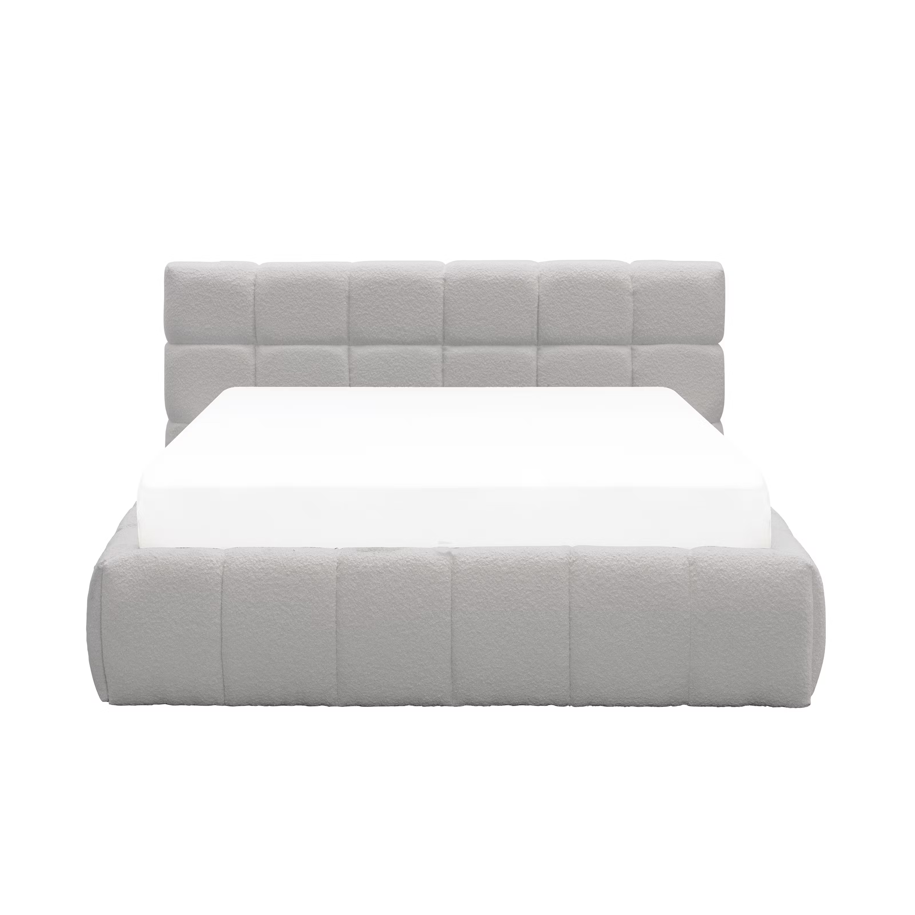 Aubrielle Storage Queen Bed - Light Grey Boucle