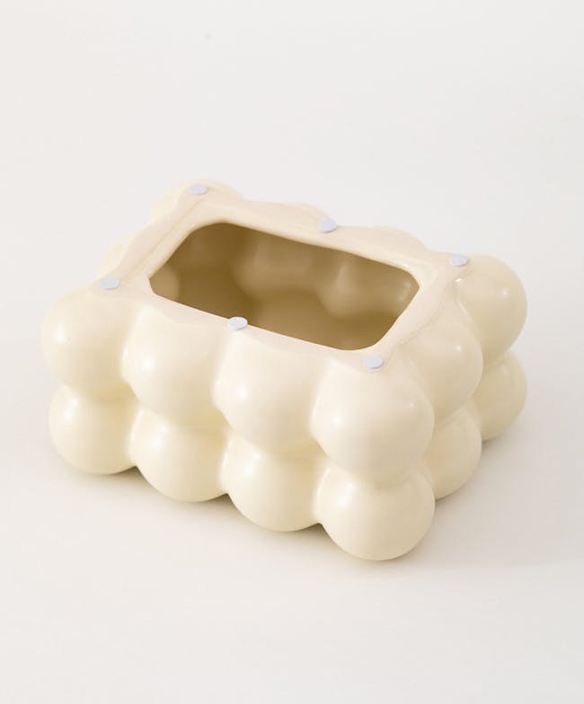 Jo Ceramic Tissue Box - Matte Cream - 4