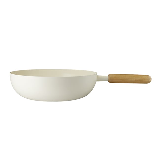 Goodle White Nonstick Wok 28cm - Cream White - 1 - White ceramic skillet, minimalist design, smooth surface, ergonomic