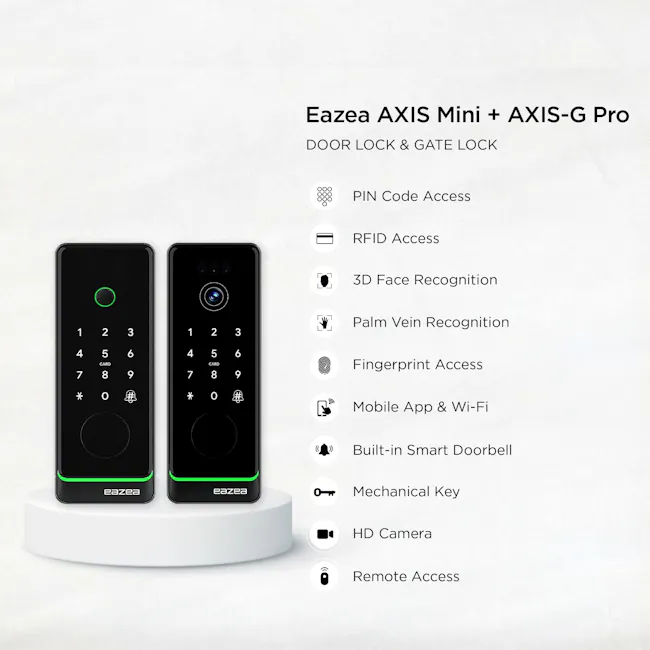 Eazea AXIS Mini Smart Door Lock + AXIS-G Pro Smart Gate Digital Lock Bundle - 3