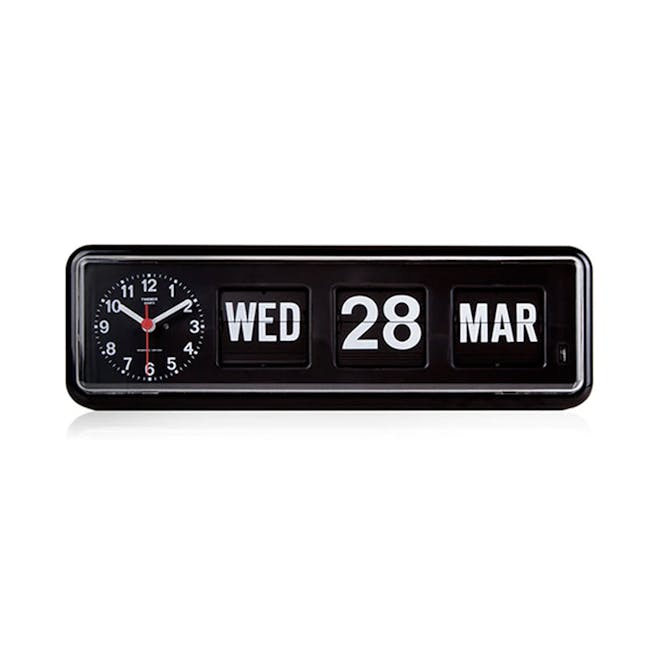 TWEMCO Calendar Flip Wall/Counter Clock - Black - 0